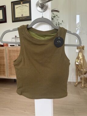 NWT Klassy Network Olive Ribbed Tank Top
